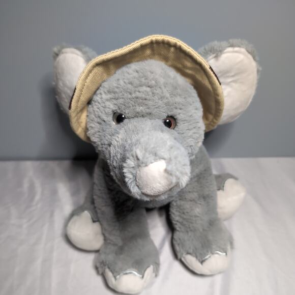 RBI Ron Banafato Inc Elephant Plush Scout Safari Hat Grey Soft Stuffed Animal - Picture 3 of 12